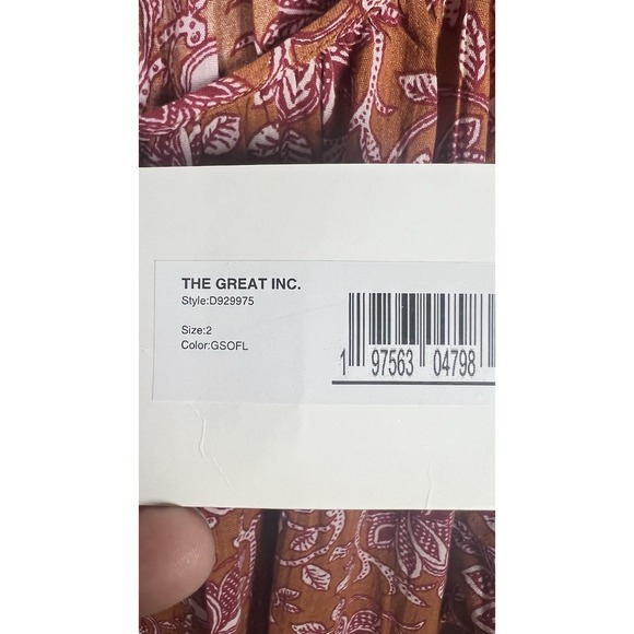 THE GREAT Medium Shoreline Coverup Floral Tan Tie-Waist Cottagecore MIDI Dress - Picture 10 of 16